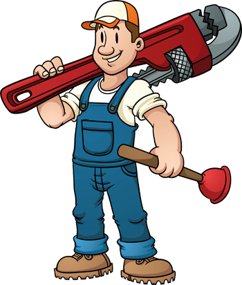 San Jose plumbing cartoon with wrench and plunger